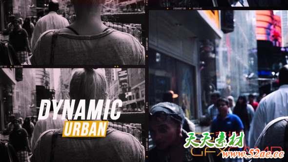 AE模板-动态分屏城市视频包装片头 Dynamic Urban-天天素材网