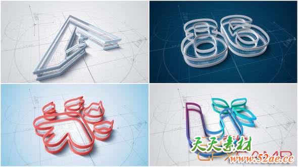 AE模板-干净三维建筑Logo动画 Architect Logo Build v2-天天素材网