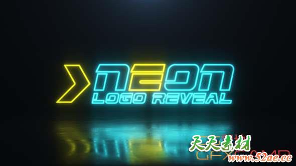AE模板-霓虹灯Logo动画 Neon Logo-天天素材网