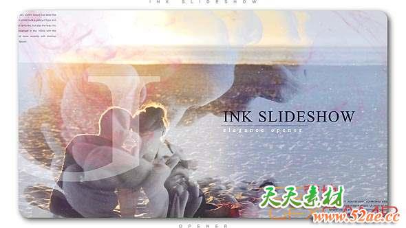 AE模板-水墨流动遮罩图片展示 Elegance Ink Slideshow-天天素材网