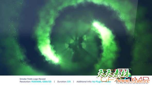 AE模板-烟雾拖尾碰撞Logo动画 Smoke Trails Logo Reveal-天天素材网