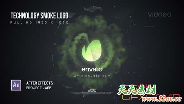 AE模板-科技感烟雾Logo动画 Technology Smoke Logo-天天素材网