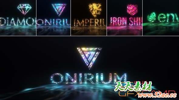 AE模板-时尚灯光闪烁Logo动画 Gems & Lights – Gemstones Logo Reveal Pack-天天素材网