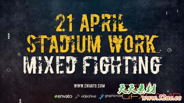 AE模板-拳击动作体育视频宣传片头 Fighting Sports Promotion-天天素材网