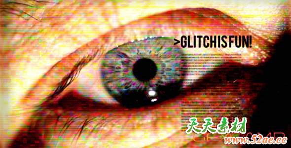 AE模板-个性化信号损坏视频片头 Glitch Is Fun-天天素材网
