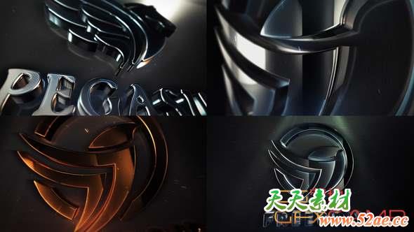 AE模板-三维钢铁质感Logo动画 Clean Elegant 3D Logo Reveal-天天素材网