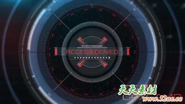 AE模板-高科技HUD动画Logo片头 HUD Access Logo Reveal-天天素材网