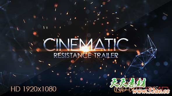 AE模板-点线抽象粒子背景文字宣传片开场 Resistance Cinematic Trailer-天天素材网
