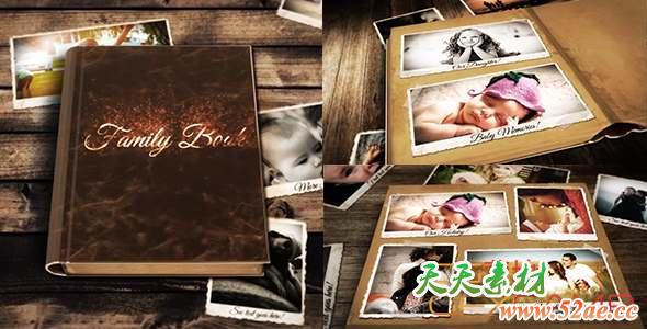 AE模板-家庭相簿相册照片展示片头 Family Book-天天素材网