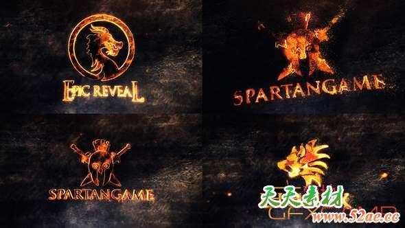 AE模板-大气火焰粒子Logo动画 Epic Legendary Logo Reveals-天天素材网