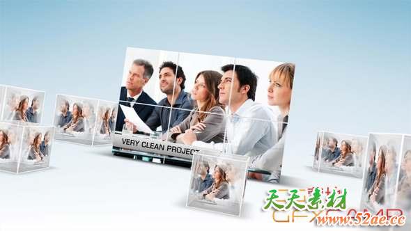 AE模板-三维玻璃照片展示 Glass Box Display-天天素材网