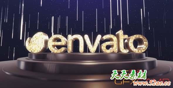 AE模板-三维舞台Logo动画 3D Elegant Logo Reveal-天天素材网