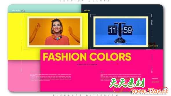 AE模板-彩色时尚图片视频包装片头 Fashion Colors Elegance Slideshow-天天素材网