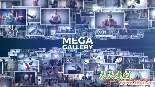 AE模板-三维空间相册照片汇聚动画片头 Mega Gallery-天天素材网