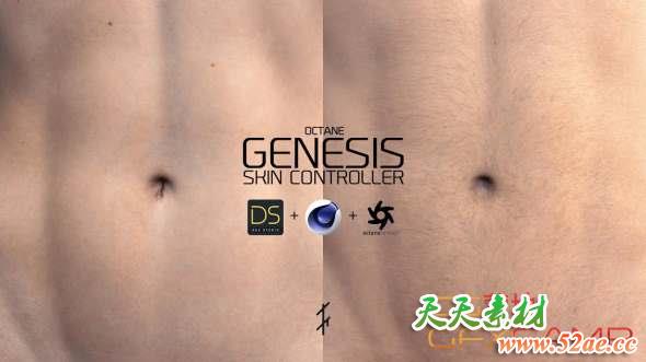 真实皮肤调节控制C4D预设 TFM – Genesis Skin Controller for Cinema 4D + 使用教程 Win/Mac-天天素材网