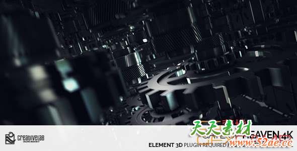 AE模板-三维钢铁齿轮Logo动画 Gate Of Heaven 4K-天天素材网