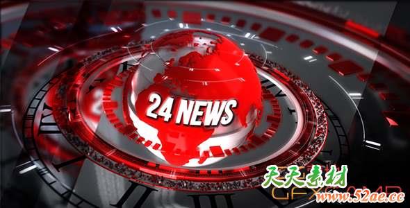 AE模板-新闻电视栏目包装片头 24 Broadcast News – Complete Package-天天素材网