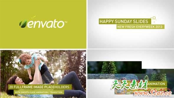 AE模板-简单欢快图片介绍片头 Happy Sunday Slides-天天素材网