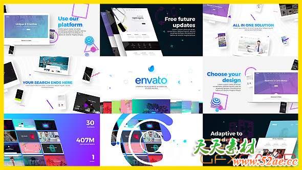 AE模板-网站设计宣传介绍包装片头 Websit Design & Development Agency Presentation-天天素材网