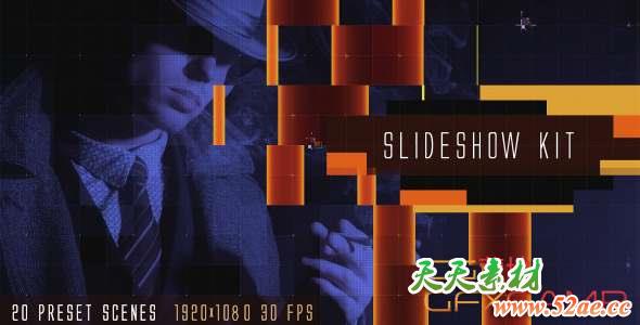 AE模板-图形遮罩幻灯片展示工具包 Slideshow Kit-天天素材网