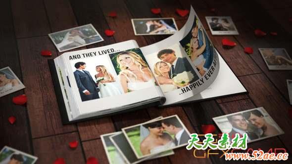 AE模板-三维翻书相册照片动画 The Photo Album for Element 3D-天天素材网