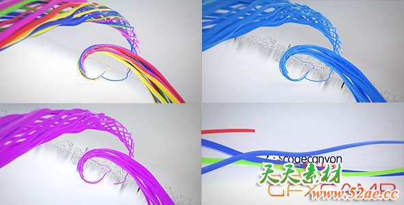 AE模板-三维线条生长Logo动画 Colorful Ribbon Logo Reveal-天天素材网