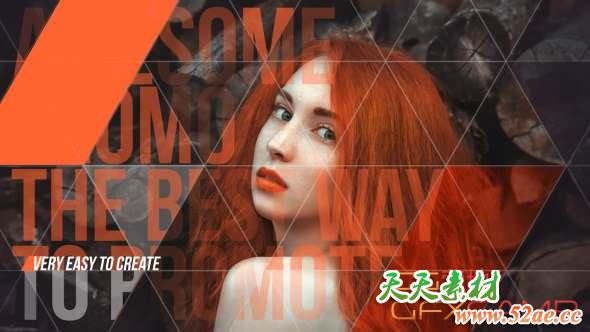 AE模板-三角形遮罩图片展示片头 Triangle Beauty-天天素材网