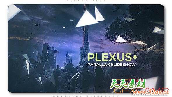 AE模板-点线粒子遮罩视差图片开场 Plexus Plus Parallax Slideshow-天天素材网
