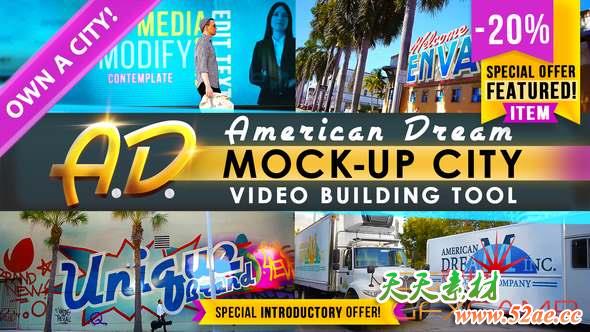 AE模板-城市街道广告牌合成宣传 AD – City Titles Mockup Business Intro-天天素材网