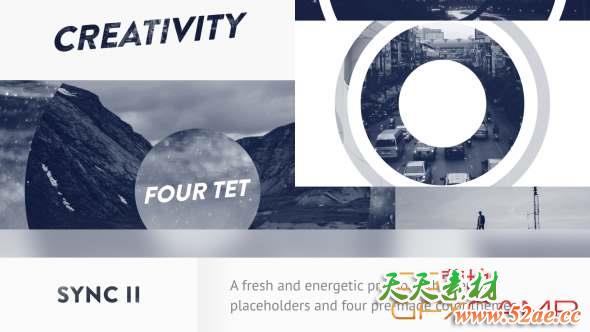 AE模板-节奏感文字图片遮罩包装片头 Sync II-天天素材网