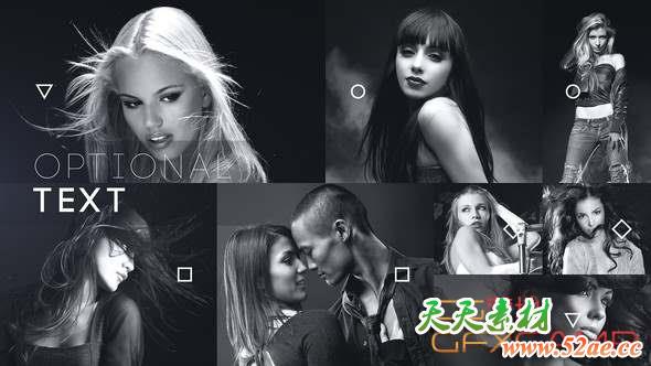 AE模板-黑白时尚艺术感图片人物介绍包装片头 Fashion Art-天天素材网