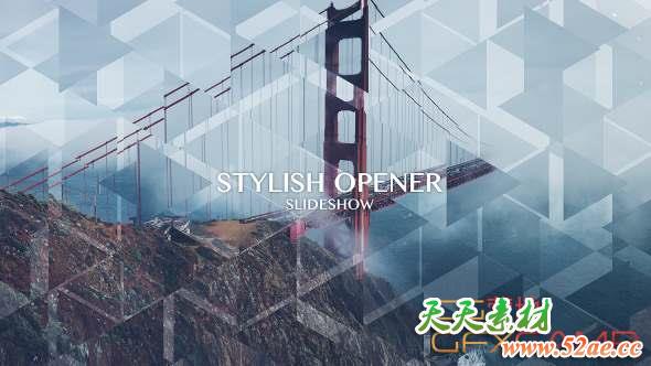 AE模板-图形遮罩拼贴视差图片开场 Stylish Opener – Slideshow-天天素材网