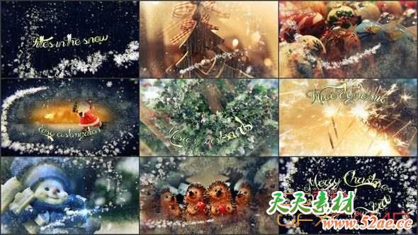 AE模板-雪花飘落文字图片开场 Titles in the Snow-天天素材网