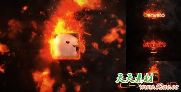 AE模板-爆炸火焰Logo动画 Exploding Burning Logo Reveal-天天素材网