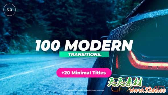 AE模板-100组图形拼贴视频转场 Transitions-天天素材网