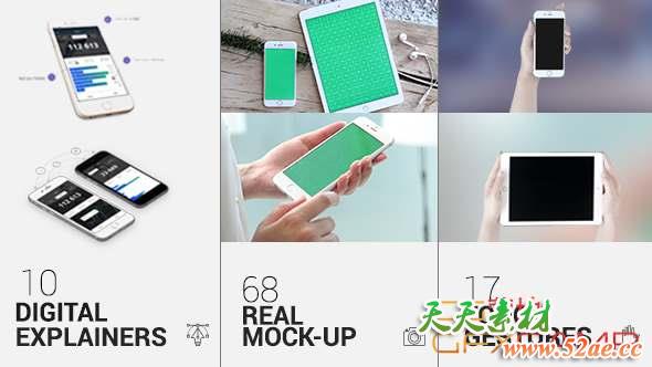 AE模板-实拍手机iPhone iPad合成APP展示动画 iTouch 2 App Promo Mock-Up Kit-天天素材网