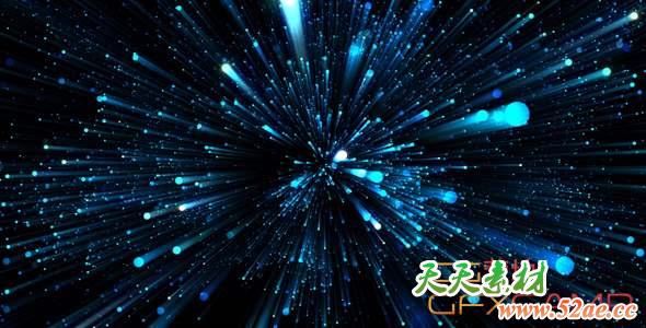 蓝色粒子线条扩散冲击视频素材 Blue Particles in Space-天天素材网
