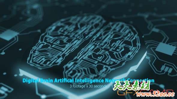 科技感芯片网络视频素材 Digital Brain Artificial Intelligence Network Connection Pack-天天素材网