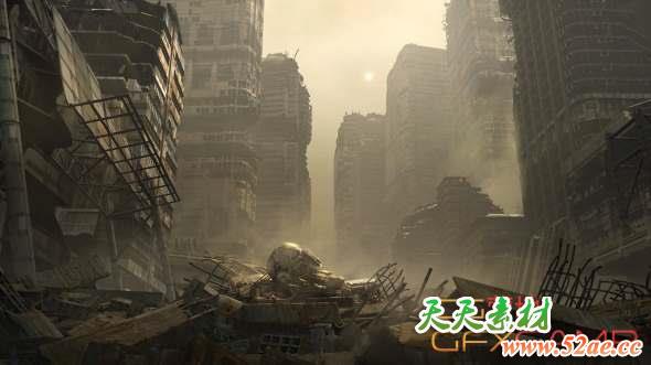 城市废墟场景3D模型 Kitbash3D – WARZONE (Maya/FBX/OBJ/MTL)-天天素材网