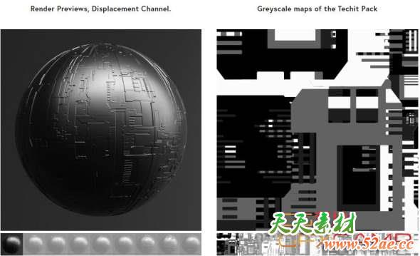120张科技感6K置换贴图材质 TFM – Techit Pack-天天素材网