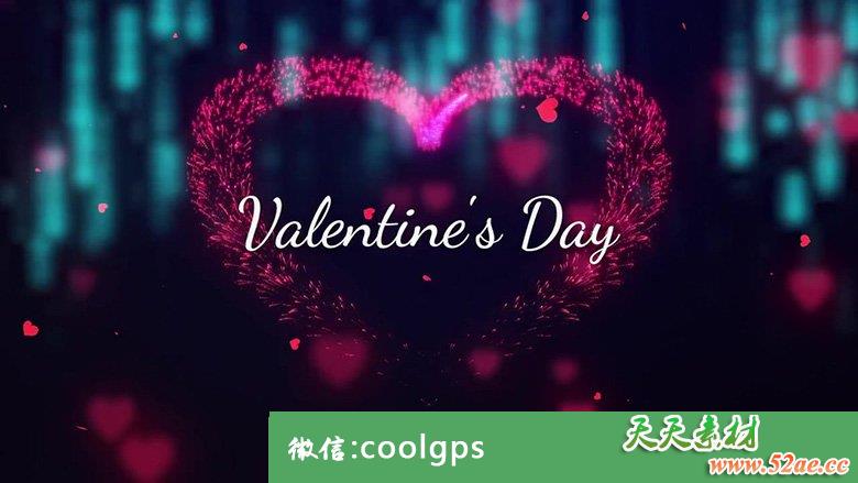 PR模板:情人节爱心粒子玫瑰花瓣婚庆文字标题片头Valentine's Day-天天素材网