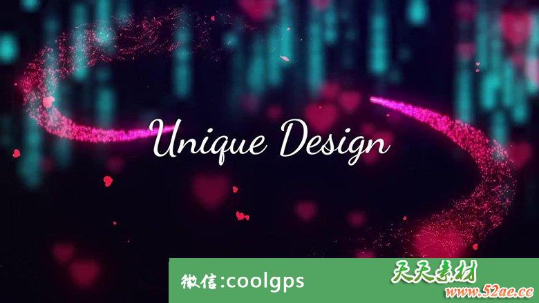 情人节爱心粒子玫瑰花瓣婚庆文字标题片头PR模板Valentine’s Day