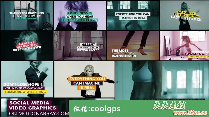 网络社交媒体文字标题动画PR模板 Social Media Titles-天天素材网