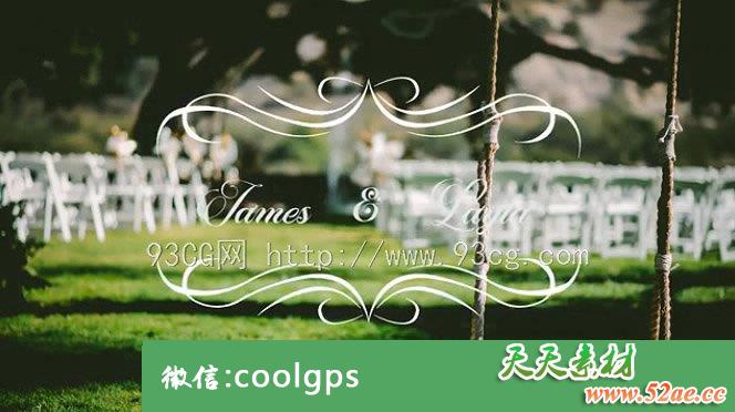 Pr模板：婚礼婚庆姓名花纹生长文字标题动画展示 Wedding title-天天素材网