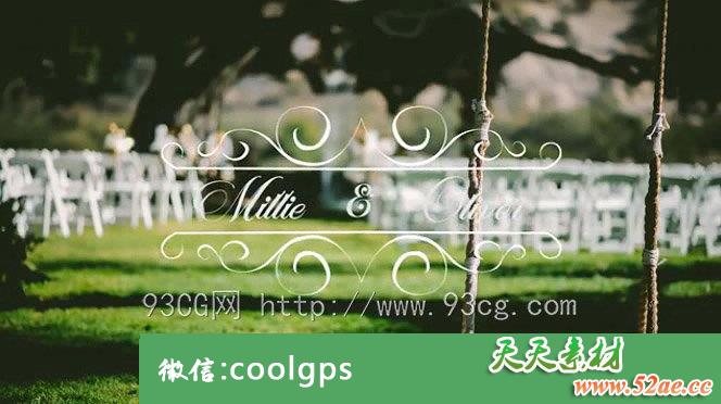 Pr模板：婚礼婚庆姓名花纹生长文字标题动画展示 Wedding Titles