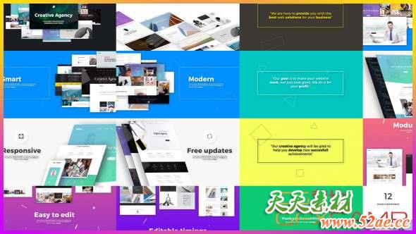AE模板-创意网站包装展示宣传片头 Creative Agency Website Presentation-天天素材网