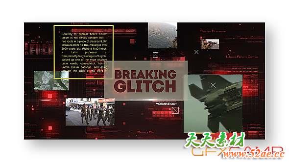 AE模板-科技感视差图片开场 Breaking Glitch Presentation Slideshow-天天素材网
