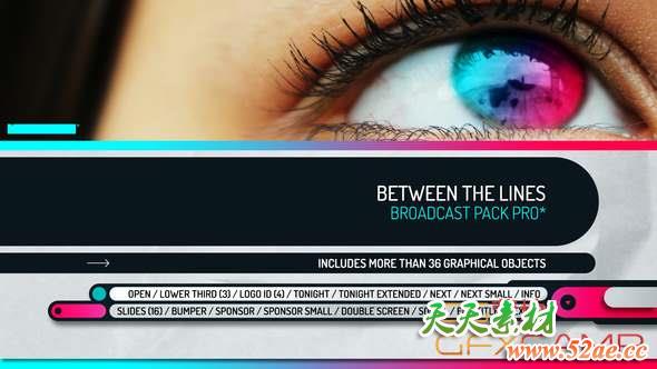 AE模板-时尚线框人名字幕条动画 Between the Lines – Broadcast Pack Pro-天天素材网