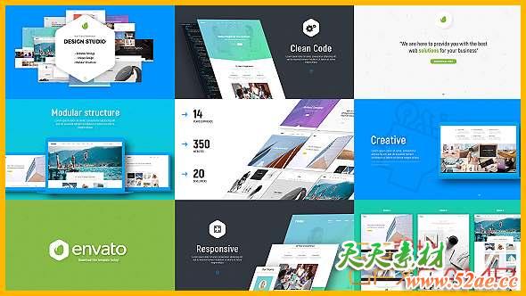 AE模板-商务网站介绍宣传片头 Design Studio Website Software Presentation-天天素材网