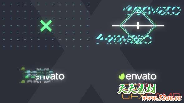 AE模板-信号损坏图形Logo动画 Glitch Intro-天天素材网